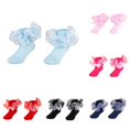 thumbnail image 1 of Ticikt Girls Ruffle Lace Mid‑Calf Socks, Soft Cotton Princess Dance Socks for Ballet Performance Daily Dress Up,Light Blue, 1 of 3