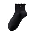 thumbnail image 1 of Ticikt Girls Ruffle Socks Cotton School Uniform Dress Socks,Color:Black,4-6 Years, 1 of 4