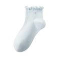 thumbnail image 1 of Ticikt Girls Ruffle Socks Cotton School Uniform Dress Socks,Color:Light Blue,7-9 Years, 1 of 3