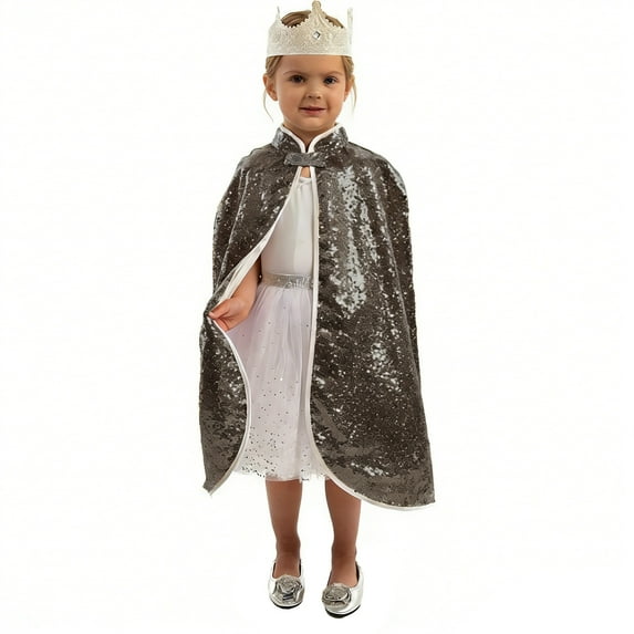 Ticikt Girls Short Cape with Sparkling Sequins for Stage Performance Carnival Role Play and Party