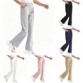 thumbnail image 1 of Ticikt Girls Solid Flared School Uniform Pants, Elastic Waist Stretch Bell Bottom Trousers Casual Straight Bootcut School Bottoms,Grey, 1 of 7