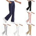 thumbnail image 1 of Ticikt Girls Solid Flared School Uniform Pants, Elastic Waist Stretch Bell Bottom Trousers Casual Straight Bootcut School Bottoms,Navy, 1 of 8