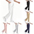 thumbnail image 1 of Ticikt Girls Solid Flared School Uniform Pants, Elastic Waist Stretch Bell Bottom Trousers Casual Straight Bootcut School Bottoms,White, 1 of 8