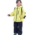 thumbnail image 1 of Ticikt Girls Solid Rain Jacket Boys Sportswear Water Resistant Hoodie Kids Lightweight Raincoats Windbreaker Outdoor,Color:Light Yellow,8-9 Years, 1 of 5