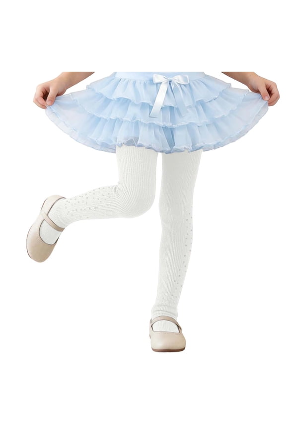 Girls Stockings Kids Rhinestone Stockings Glitter Tights girls Dance Tights for 1-12 Years,Color:White