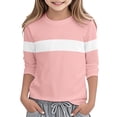 thumbnail image 1 of Ticikt Girls T Shirts Long Sleeve Tees Loose Fit Colorblock Summer Tops Blend Tee for Everyday Play and School Outfits,Color:Pink,Size:7-8 Years, 1 of 5