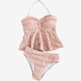 thumbnail image 1 of Ticikt Girls Tankini Swimsuit, 2 Piece Ruffled Halter High Waist Bathing Suit for 7-14Y,Pink, 1 of 6