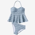 thumbnail image 1 of Ticikt Girls Tankini Swimsuit, 2 Piece Ruffled Halter High Waist Bathing Suit for 7-14Y,Sky Blue, 1 of 6