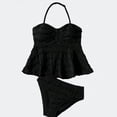 thumbnail image 1 of Ticikt Girls Tankini Swimsuit, 2 Piece Ruffled Halter High Waist Bathing Suit for 7-16Y ,Black, 1 of 5