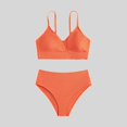 thumbnail image 1 of Ticikt Girls Two-Piece Bikini Swimsuit, Solid Color V-Neck Bathing Suit for Kids 8-16 Years, 1 of 3