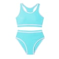 thumbnail image 1 of Ticikt Girls Two-Piece High Waisted Bikini Set, Sporty Racerback Tank Top Bathing Suit for Little/Big Kids,Mint Green,XL, 1 of 4