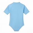thumbnail image 1 of Ticikt Girls' Zip-Front Rash Guard, Solid Color Short Sleeve One-Piece Swimsuit,Light Blue, 1 of 4