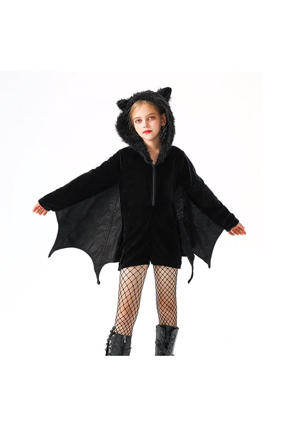 Halloween Kids Bat Little Girl Show Funny Party Smiffys Bat Avenue Women's Cozy Bat 104% Polyester for Various Occasions,Color:Black