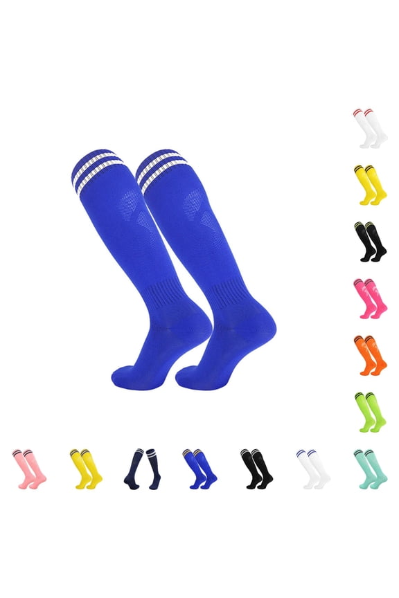 Ticikt High Performance Breathable Knee High Socks for Football Training,Blue1