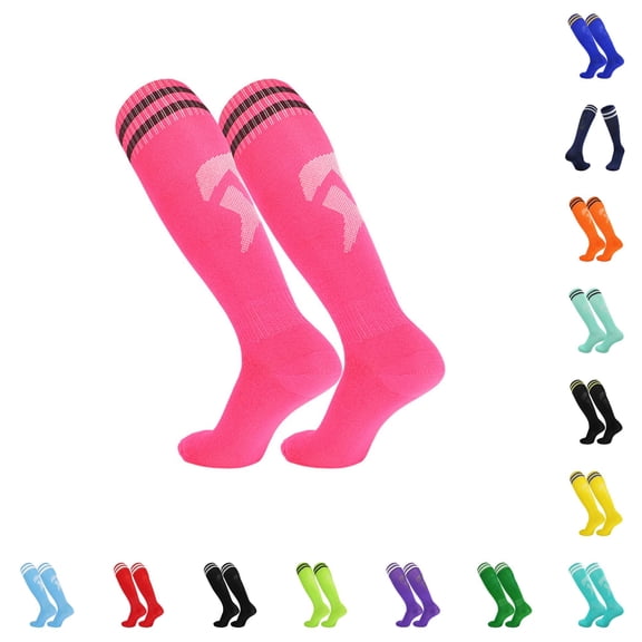 Ticikt High Performance Breathable Knee High Socks for Football Training,Hot Pink
