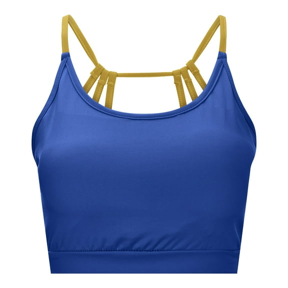 Ticikt High Support Women's Yoga Bra for Running Fitness with Secure String Design,Color:Blue