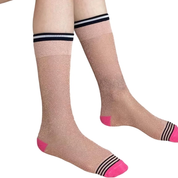 Ticikt Japanese Sheer Thin Mesh Lace Socks - Transparent See Through Ankle Socks - Colorful Vintage Nylon Novelty Socks