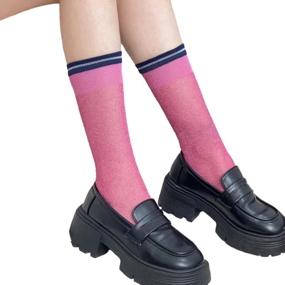 Ticikt Japanese Sheer Thin Mesh Lace Socks - Transparent See Through Ankle Socks - Colorful Vintage Nylon Novelty Socks