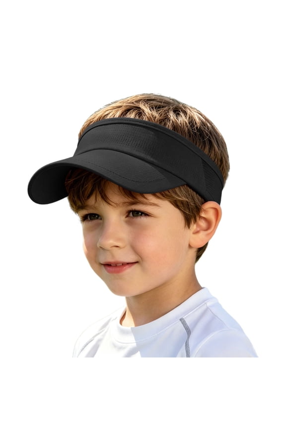 Ticikt Kids' Adjustable Sun Visor Hat, UPF 50+ Lightweight Cap for Sports and Beach,Black
