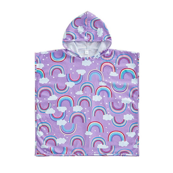 Ticikt Kids Beach Towel for Boys Girls, Hooded Bath Towel Wrap, Toddler Pool Towel with Hood,Color:Light Purple,Size:4-5 Years