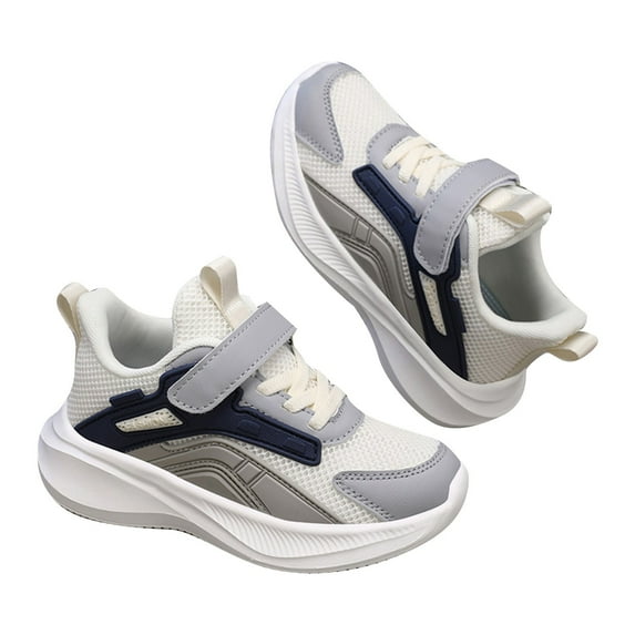 Ticikt Kids Breathable Hook & Loop Sneakers Mesh Lightweight Easy Walk Casual Sport Strap Athletic Running Shoes for Boys Girls,Color:Beige,Size:30