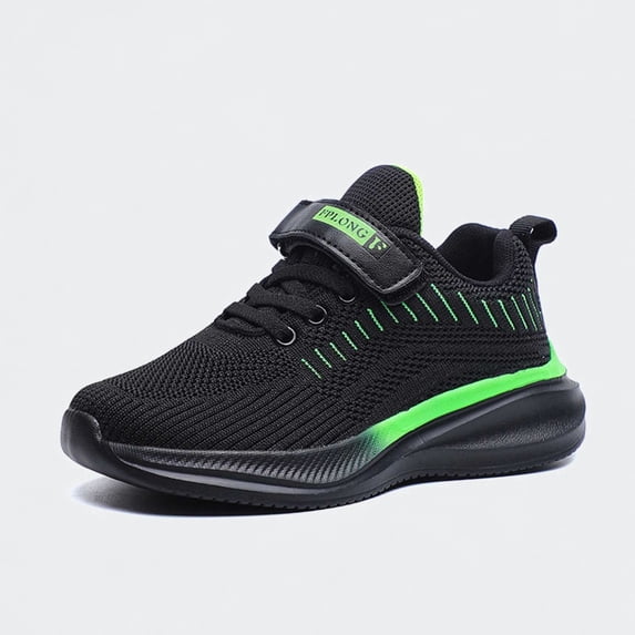 Ticikt Kids Breathable Mesh Sneakers, Hook & Loop Lightweight Sports Athletic Tennis Shoes for Boys Girls,Green,Size:7-8 Years