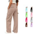 thumbnail image 1 of Ticikt Kids Cargo Sweatpants, Drawstring Elastic Waist Multi‑Pocket Solid Color Wide Leg Casual Sports Trousers for Boys Girls,Khaki, 1 of 7