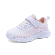 Ticikt Kids Casual Sneakers, Breathable Mesh Hook and Loop Shoes, Lightweight Non  Flat Sports Shoes for Boys & Girls,Pink,Size6