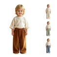 thumbnail image 1 of Ticikt Kids Corduroy Pants, Elastic Waist Solid Color Loose Wide‑Leg Trousers, Casual Straight Bottoms for Boys Girls,Coffee, 1 of 7