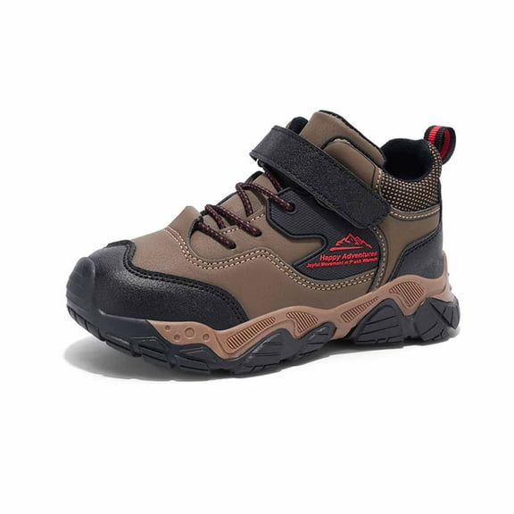 Ticikt Kids Durable Waterproof Hiking Boots, Boys Girls Anti Collision Anti-Skid Athletic Outdoor Adventure Trekking Shoes(Color:Brown,Size:2.5)