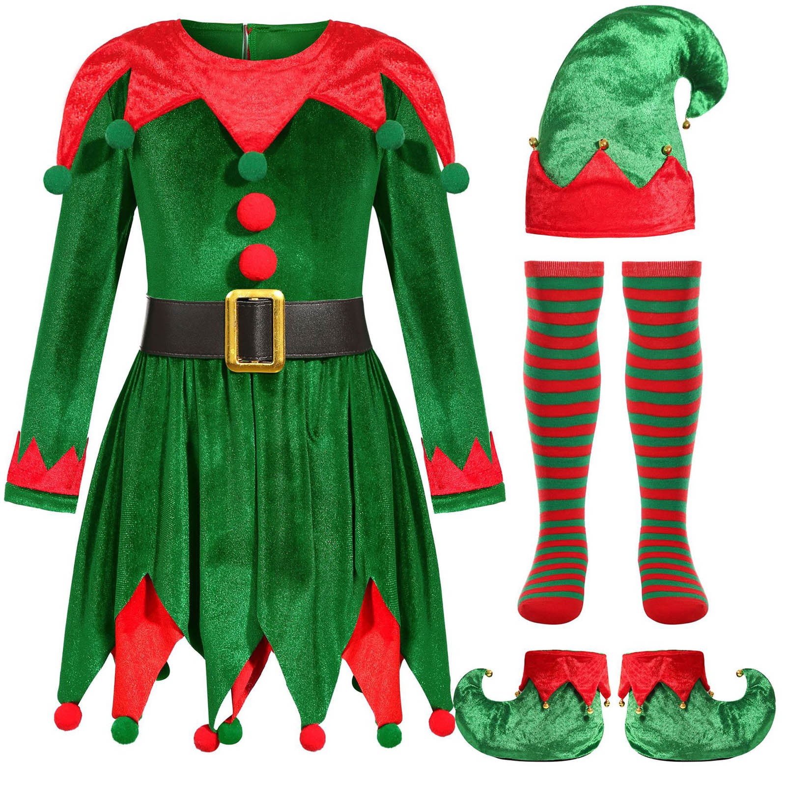 Ticikt Kids Elf Outfit Set, Assorted Christmas Elf Clothing for Holiday ...