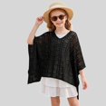 thumbnail image 1 of Ticikt Kids Girls' Knit Beach Cover Up, Hollow Crochet Poncho Sun Shawl for Swimwear 7-12Y, 1 of 8