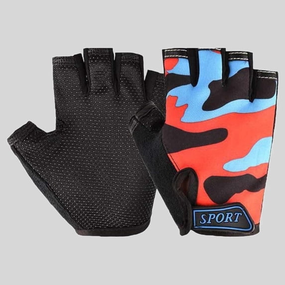 Ticikt Kids Half Finger Cycling Gloves - Breathable Non Bike Riding Gloves for Boys & Girls,Red