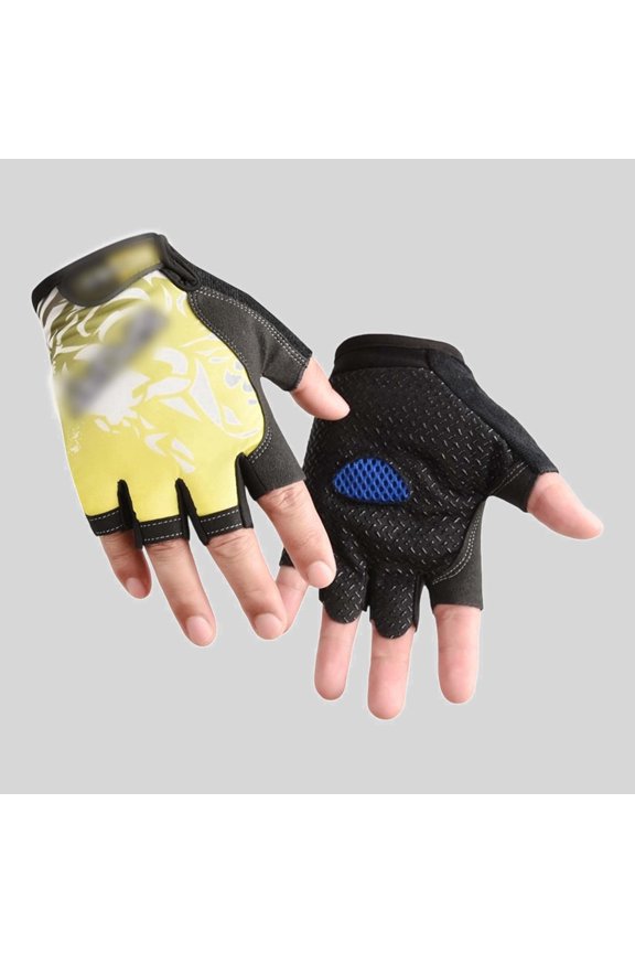 Ticikt Kids Half-Finger Cycling Gloves, Breathable Padded Shock Absorbing Non Bike Sports Gloves for Boys Girls,Yellow