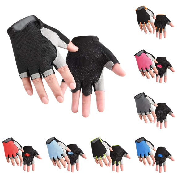 Ticikt Kids Half Finger Cycling Gloves, Nonâ Palm Sports Gloves for Outdoor Biking Riding Activities