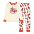 thumbnail image 1 of Ticikt Kids Halloween Print Pajama Set, Long Sleeve Top & Pants Sleepwear for Boys Girls,Beige, 1 of 5