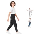 thumbnail image 1 of Ticikt Kids Jogger Pants, Elastic Waist Drawstring Jogger Trousers, Casual Elastic Long Pants with Side Pockets for Boys Girls,Black, 1 of 4