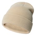 thumbnail image 1 of Ticikt Kids Knit Beanie Hat, Acrylic Cotton Blend Warm Winter Cap, Stretchy Skull Hat for Baby Toddler Boys Girls,Color:Beige,Size:3-24 Months, 1 of 2
