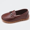 thumbnail image 1 of Ticikt Kids Loafer Shoes, Slip-On Dress Shoes with Metal Buckle, Comfortable Casual Footwear for Boys Girls,Brown,Size:18-24 Months, 1 of 4