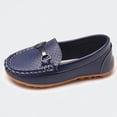 thumbnail image 1 of Ticikt Kids Loafer Shoes, Slip-On Dress Shoes with Metal Buckle, Comfortable Casual Footwear for Boys Girls,Dark Blue,Size:9-9.5 Years, 1 of 7