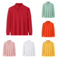 thumbnail image 1 of Ticikt Kids Long Sleeve Polo Shirts, Breathable Soft School Uniform Tops Athletic Tees for Boys Girls,Red, 1 of 4
