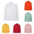 thumbnail image 1 of Ticikt Kids Long Sleeve Polo Shirts, Breathable Soft School Uniform Tops Athletic Tees for Boys Girls,White, 1 of 4