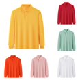 thumbnail image 1 of Ticikt Kids Long Sleeve Polo Shirts, Breathable Soft School Uniform Tops Athletic Tees for Boys Girls,Yellow, 1 of 4