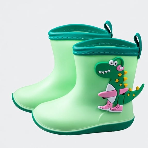 Ticikt Kids Rain Boots, Waterproof Dinosaur Rubber Ankle Boots for Boys & Girls 2-11 Years,Green