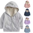thumbnail image 1 of Ticikt Kids Sherpa Lined Hoodie Jacket, Full‑Zip Thick Warm Winter Coat for Boys Girls 2‑14Y, 1 of 6