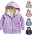 thumbnail image 1 of Ticikt Kids Sherpa Lined Hoodie Jacket, Full‑Zip Thick Warm Winter Coat for Boys Girls 2‑14Y, 1 of 6