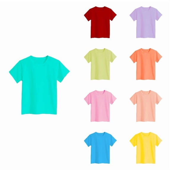Ticikt Kids Solid Color Short Sleeve T-Shirt, Crew Neck Loose Fit Casual Basic Tees for Boys/Girls,Light Blue