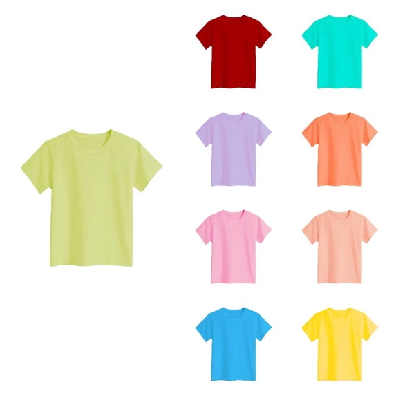 Ticikt Kids Solid Color Short Sleeve T-Shirt, Crew Neck Loose Fit Casual Basic Tees for Boys/Girls,Light Green