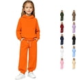thumbnail image 1 of Ticikt Kids Solid Hooded Sweatshirt Outfit, Half‑High Neck Pullover Hoodie & Drawstring Jogger Pants 2‑Piece Tracksuit Set for Boys Girls,Orange,Size:8-9 Years, 1 of 4