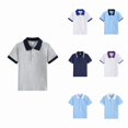 thumbnail image 1 of Ticikt Kids Solid Short Sleeve Polo Shirts, Boys Contrast Collar School Uniform Casual Tops,Grey, 1 of 4